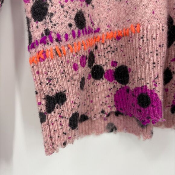 Lisa Todd Splatter Wool & Cashmere-Blend Sweater in Primrose, Size Medium - Picture 10 of 12